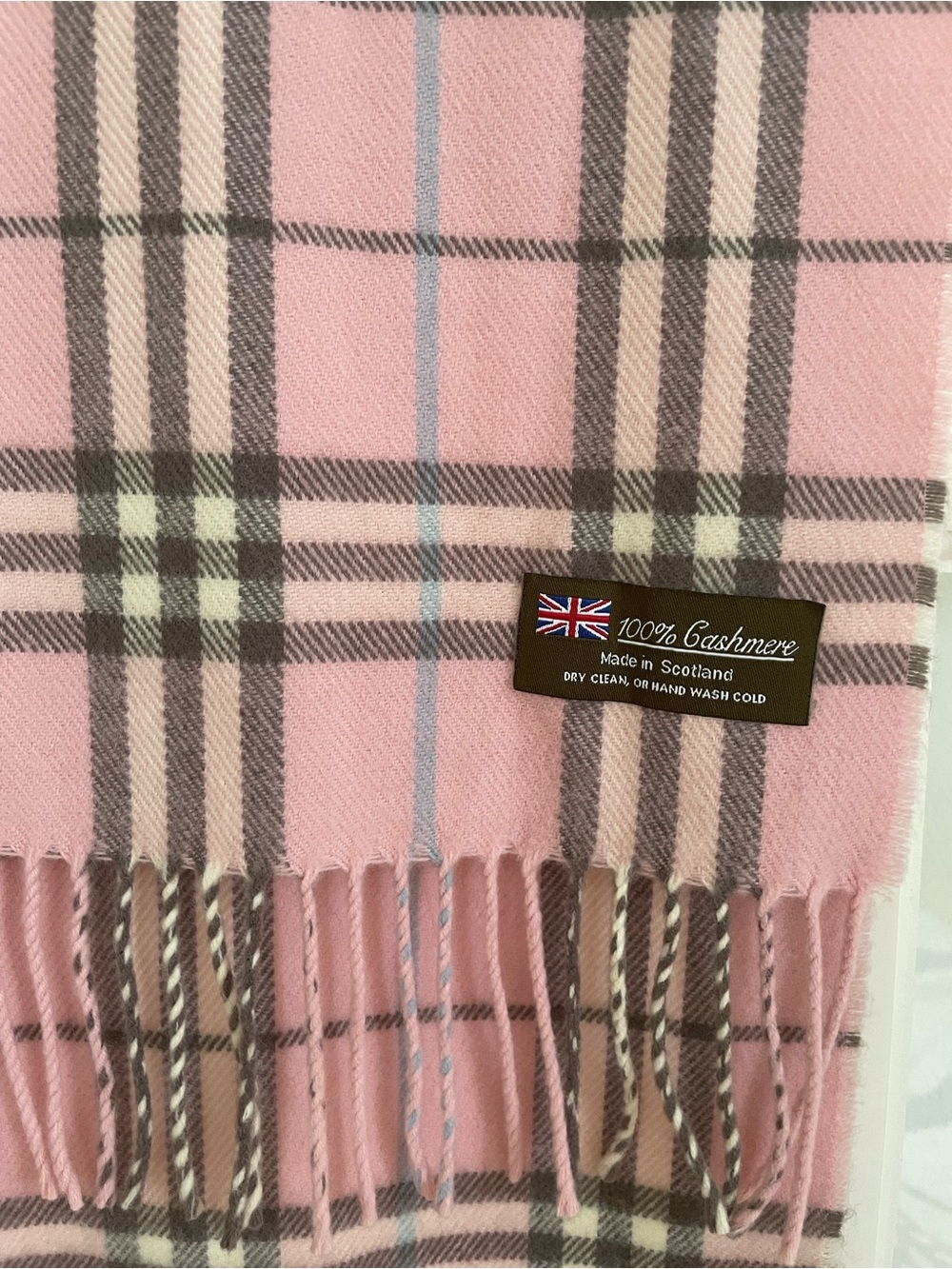 Pink Plaid 100% Cashmere Scarf - Made in Scotland